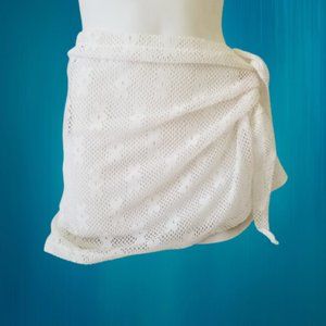 NWT - White Net See-Through Wrap Skirt Cover-up with Ties by Surface